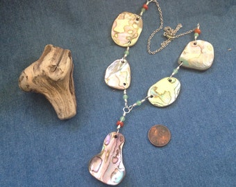 Necklace from Natural Abalone Shell Fragments