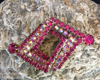 Deep Pink and Iridescent Brooch