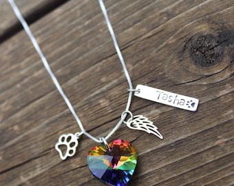 Rainbow Bridge Personalized Pet Loss Necklace - Pet Loss- Pet Loss Gift - pet memorial - pet loss jewelry - memorial gift - Loss of Pet