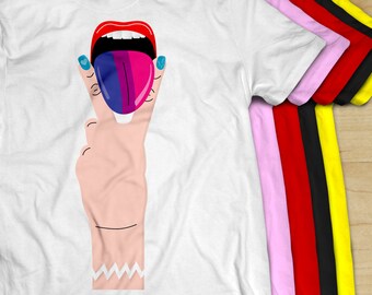 Bisexual Pride Tongue Out T-Shirt | LGBT | Gay Pride | Tee | Unisex Womens Mens