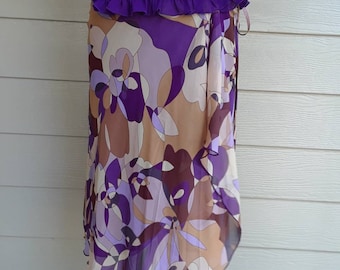 90's Purple Abstract Print Wrap Skirt