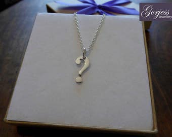 Silver Question Mark Charm Pendant Necklace