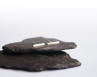 Tiny Silver Bar Earrings ~ earrings, silver,birthdays, silver earrings, studs, modern, minimal, geometric, bar earrings, posts