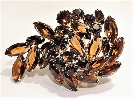 Juliana Amber Topaz Rhinestone Brooch / Verified