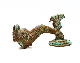 ANTIQUE: Greco Roman Bronze Dolphin Door Knocker - Fish Door Knocker - SKU 24-A-00012157