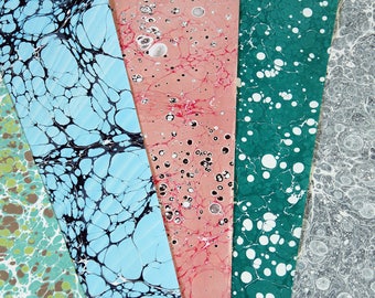 5 Hand Marbled Papers 50cm x 75cm