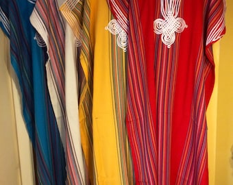 Short sleeve handmade cotton Moroccan kaftan/Djellaba