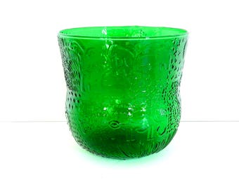 Iittala Nuutajärvi Finland Oiva Toikka Fauna Green Glass Serving Bowl