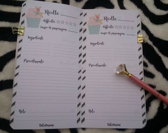 Insert for Traveler's Notebook regular/standard format Midori "my recipes"