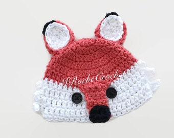 Crochet fox hat, newborn fox hat, newborn photo prop, orange fox hat, baby fox hat, knit fox hat, fox hat newborn, fox ears, baby fox cap