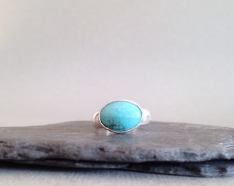 Turquoise Ring - Large Stone Ring - Sterling Silver and Turquoise Ring