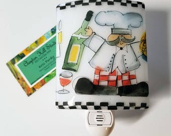 Fused Glass Night Light - Chef II