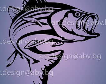 Vector FISH, Striped Bass, AI, eps, pdf, PNG, svg, dxf, jpg Image Graphic Digital Download Artwork, graphical, discount coupons
