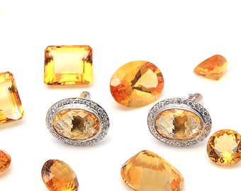 925 sterling silver Natural citrine & CZ Gemstone men's cufflinks