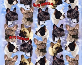 French Bulldog Christmas Gift Wrapping Paper.