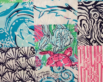 multi osterville patch poplin cotton fabric square 18"x18" ~ lilly pulitzer