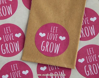 Wedding Favors.... Seed Packet Sticker Let Love Grow Seed Packet Favors Unique Wedding Favor Rustic Wedding 40mm (1 1/2in) Stickers WED15