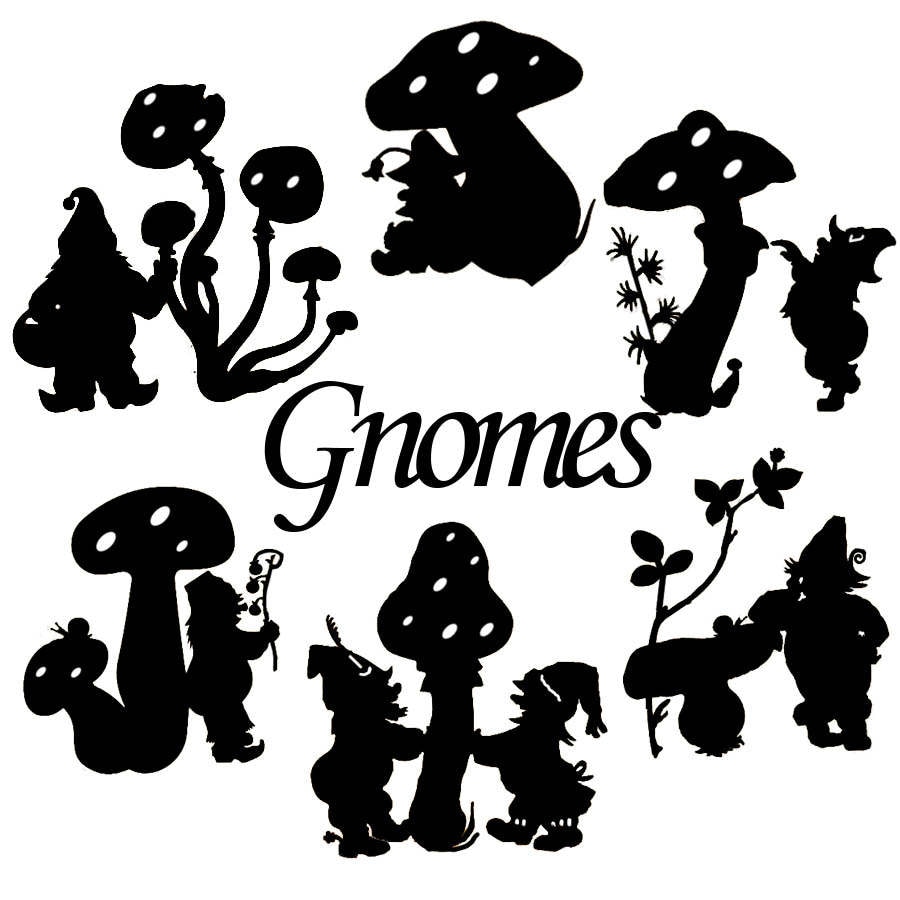 Download Gnomes & Toadstools Die Cut Silhouette - 6 x Garden Gnomes ...