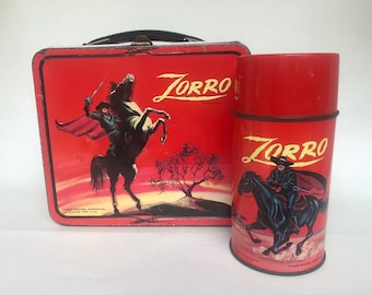 1966 Red Sky ZORRO Lunch Box w/Thermos!
