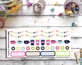 011 - Colorful Coffee/Donut Matte Sticker Set!