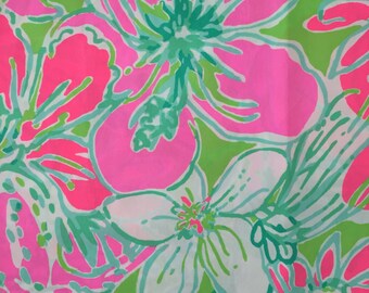 pink don't give a cluck poplin cotton fabric square 18"x18" ~ lilly pulitzer