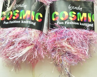 Wendy Cosmic Yarn, Pink and Lavender Variegated Eyelash Yarn, Destash Sale!
