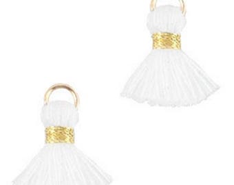 Beaded tassels, tassels, tassel pendant-1.5 cm-3 pcs.-Color selectable (color: white)