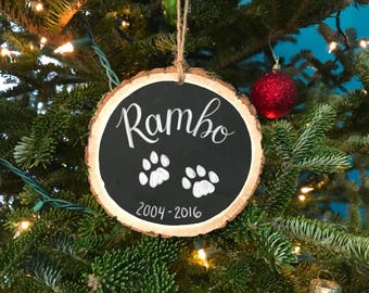 Pet memorial ornament - Pet Christmas - Custom Pet Ornament - Christmas gift - Gift For Pet Parents - Rustic Pet Ornament - Wood Slice