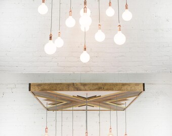 Geometric Wood Art Chandelier Custom Pendants Reclaimed Wood Chandelier - Large industrial chandelier - Hangout Lighting - Shabby Chic Style
