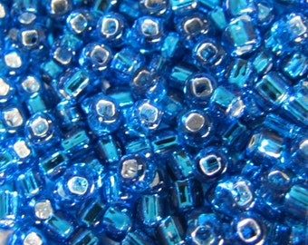 6 / 0 Seed Beads,Turquoise Silver LIned, Seed Beads, 10 grams Seed Beads, 5134, Turquoise, Silver LIned, Japanese Seed Beads Item #215