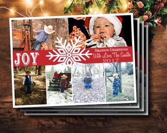 Rustic, Vintage, Farmhouse, Shiplap Theme Custom Christmas Photo Cards- 5x7 Digital and Printable