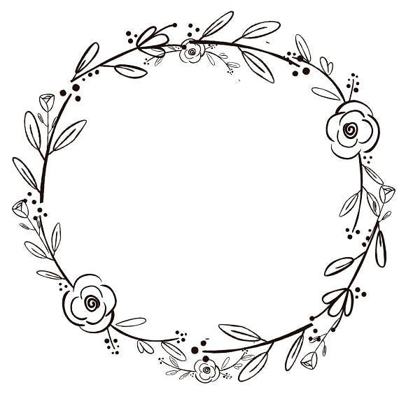 shaped vector label oval Wreath Black Clipart Black Flowers Handdrawn Clipart