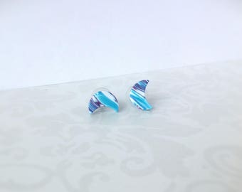 Polymer clay earrings ,Stud earrings , Everyday earrings , Turquoise earrings , Modern earrings, Small earrings, Contemporary jewelry