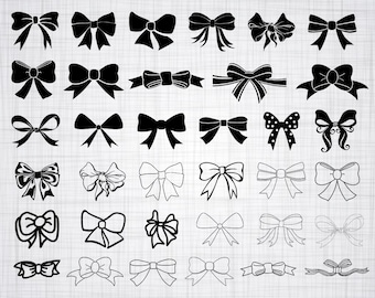 Bow SVG Bundle, Bow SVG, Bow Clipart, Bow Cut Files For Silhouette, Files for Cricut, Bow Vector, Ribbon Svg, Dxf, Png, Eps, Decal