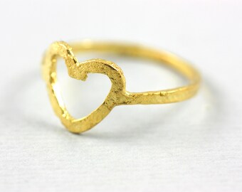 Gold Heart Ring, Heart Ring, Rose Gold Heart Ring, Stacking Heart Ring, Open Heart Ring, Stacking Gold Ring, Mothers Day Gift, SR0196