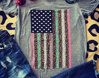 Aztec Leopard Flag T-shirt