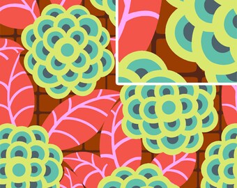 Amy Butler PWAB098 Cameo Tea Rose Scarlet Sewing Quilting BTHY Rowan Westminster Half Yard 18" Quilt Fabric Floral 100% Cotton OOP Boutique