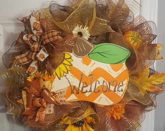 Welcome Fall deco mesh wreath
