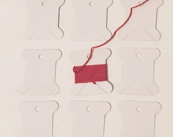24 White Cardboard Bobbins for Thread String Embroidery Floss