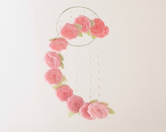 Baby Girl Nursery Mobile Crib Mobile Girl Nursery Decor Baby Mobile Baby Mobiles Hanging Flower Mobile Floral Mobile Felt Mobile Cot Mobile