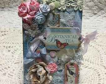 SHABBY CHIC Botanical Tea Pennant - Handcrafted