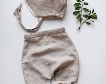 linen harem shorts - boys shorts - baby shorts -linen shorts - linen baby clothes