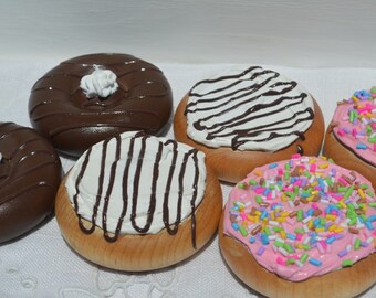 Pretend Food Donuts Wooden Toy Play Food Set of 6