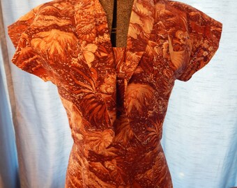 1950's Alfred Shaheen Hawaiian Dress with Bolero