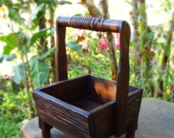 Beautiful Hand Carved Reclaimed Wooden Caddy, Wooden Caddy, Rustic Caddy, Caddy, Teak Caddy, Wooden Box, Wooden Container, Condiment Caddy