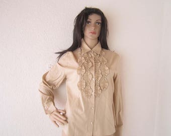 Vintage 80s jabot blouse ruffle blouse Tru city S / m
