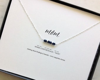 Birthstone Morse Code Bar Necklace Mom Gift Custom Name Family Momma Mother"s Mothers Day Birthday Gold Filled Sterling Silver