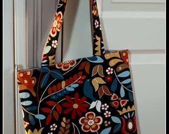 Shopping Bag, Tote bag, Knitting Project Bag, Knitting Bag or Project Bag, Flowery bag
