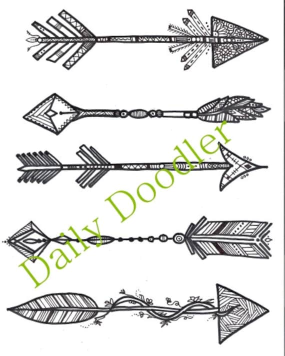 Adult Coloring Page Five Arrows Instant Download