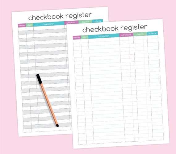 new checkbook register half inch margins printable bank register book